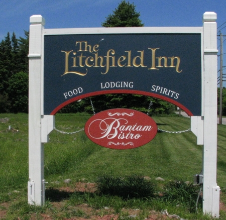 Custom business sign for an old inn in Connecticut